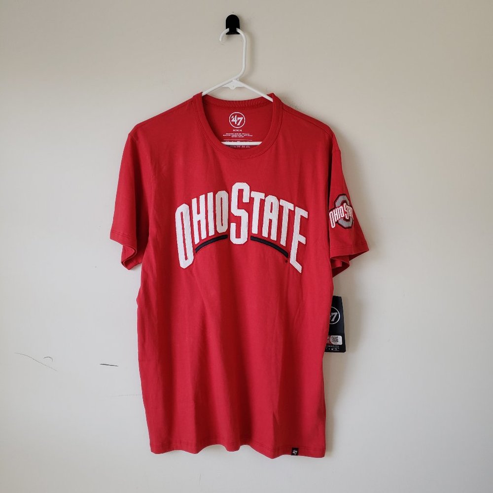 Ohio State Buckeyes T-Shirt Tee Mens Medium Red 47 OSU Sleeve Logo NCAA NWT
